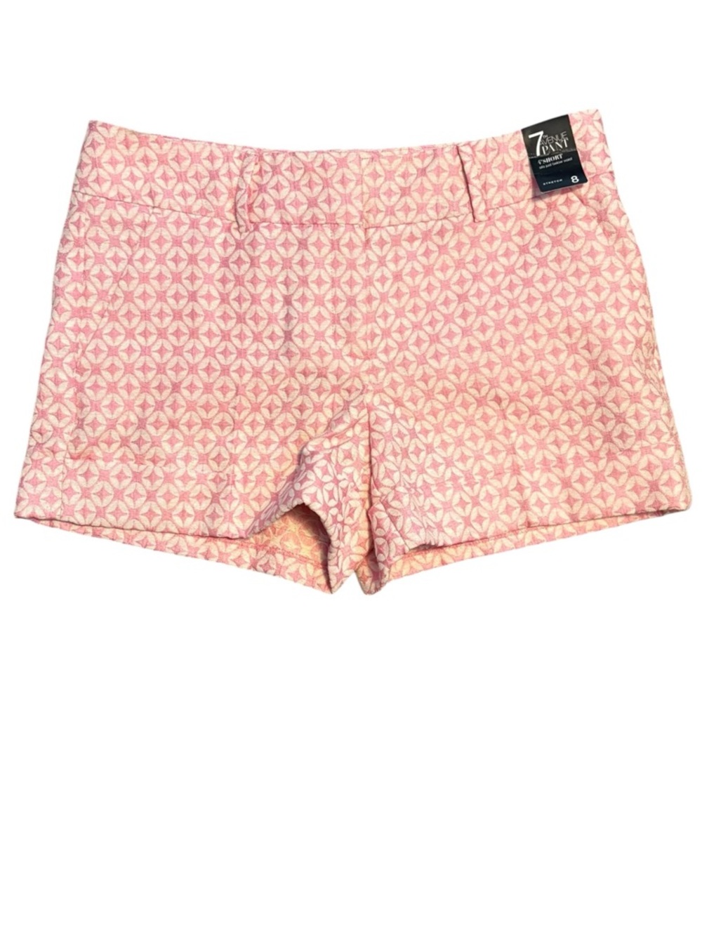 NEW YORK & COMPANY 7th Avenue Pink Geometric Shorts NWT Size 8 Preppy Summer